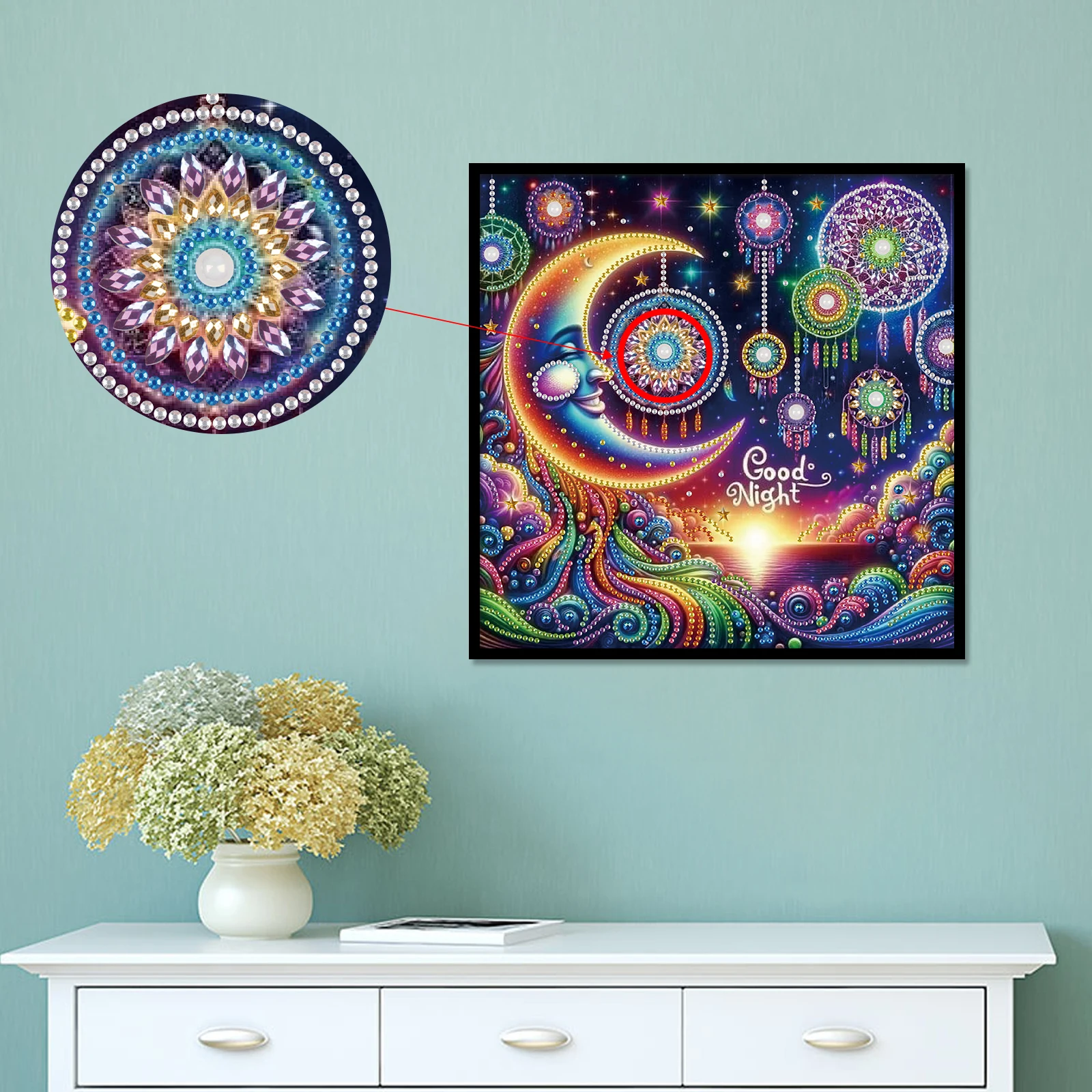 DIY Colorful Moon 5D Special Shape Diamond Art Kits for Beginners,Diamond Art Painting Kits for Home Wall Decoration Gift