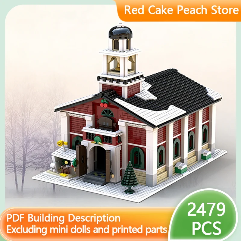 

City Street View Model MOC Building Bricks Christmas Church Modular Technology Children Holiday Gifts Assemble Toys Suit