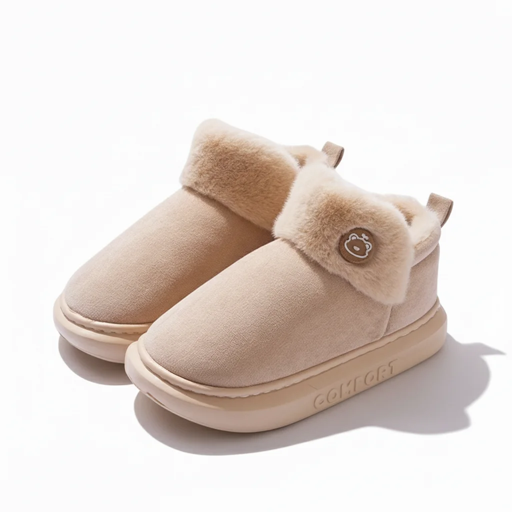 Winter Warme Hausschuhe Indoor Outdoor Baumwolle Plüsch Schuhe Eva Leichte Gemütliche Pelz Futter Für Männer Frauen Familie Komfort – Detail 1