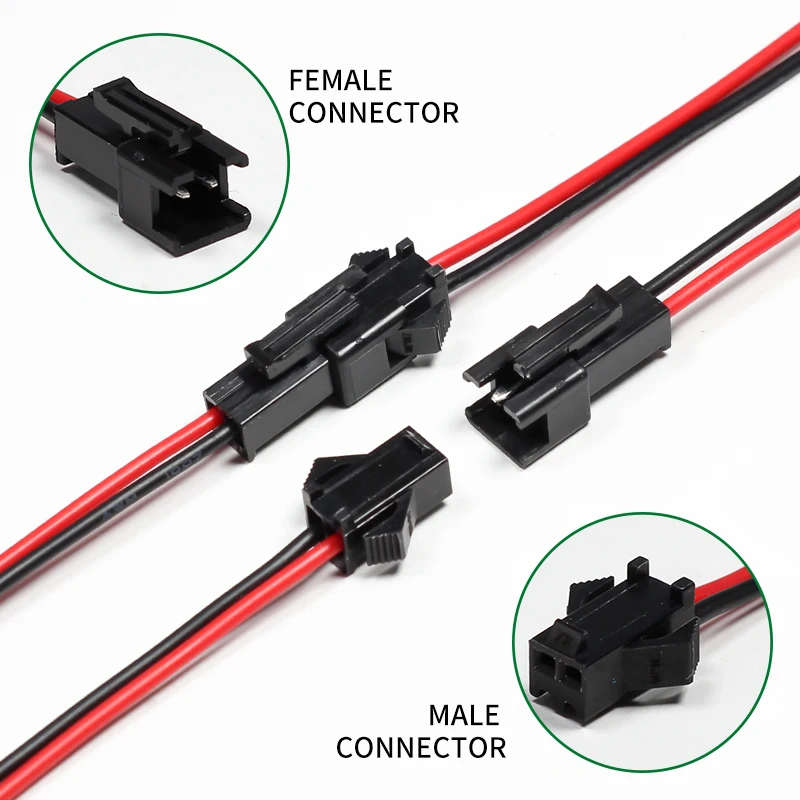 3/5/10/20Pairs SM 2Pins Plug Male Female  Wire Connector Cable for LED Strip Light Tape Lamp Driver Batterys