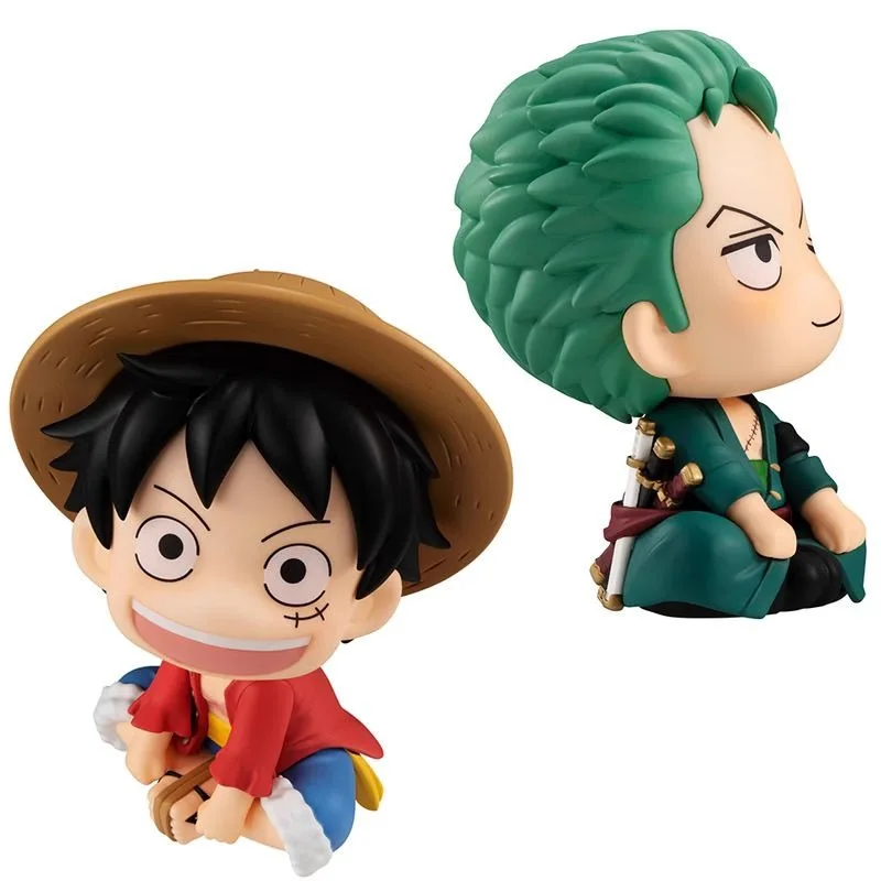 New One Piece Creative Luffy Zoro Sitting Anime Model Desktop Car Ornament Doll Animation Peripheral Hand Figure Gift Wholesale