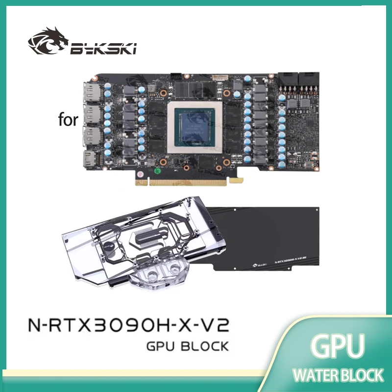 Bykski N-RTX3090H-X-V2 Water Block Use for NVIDIA RTX 3090 /3080 Reference Edition GPU Card / Full Cover Copper Radiator