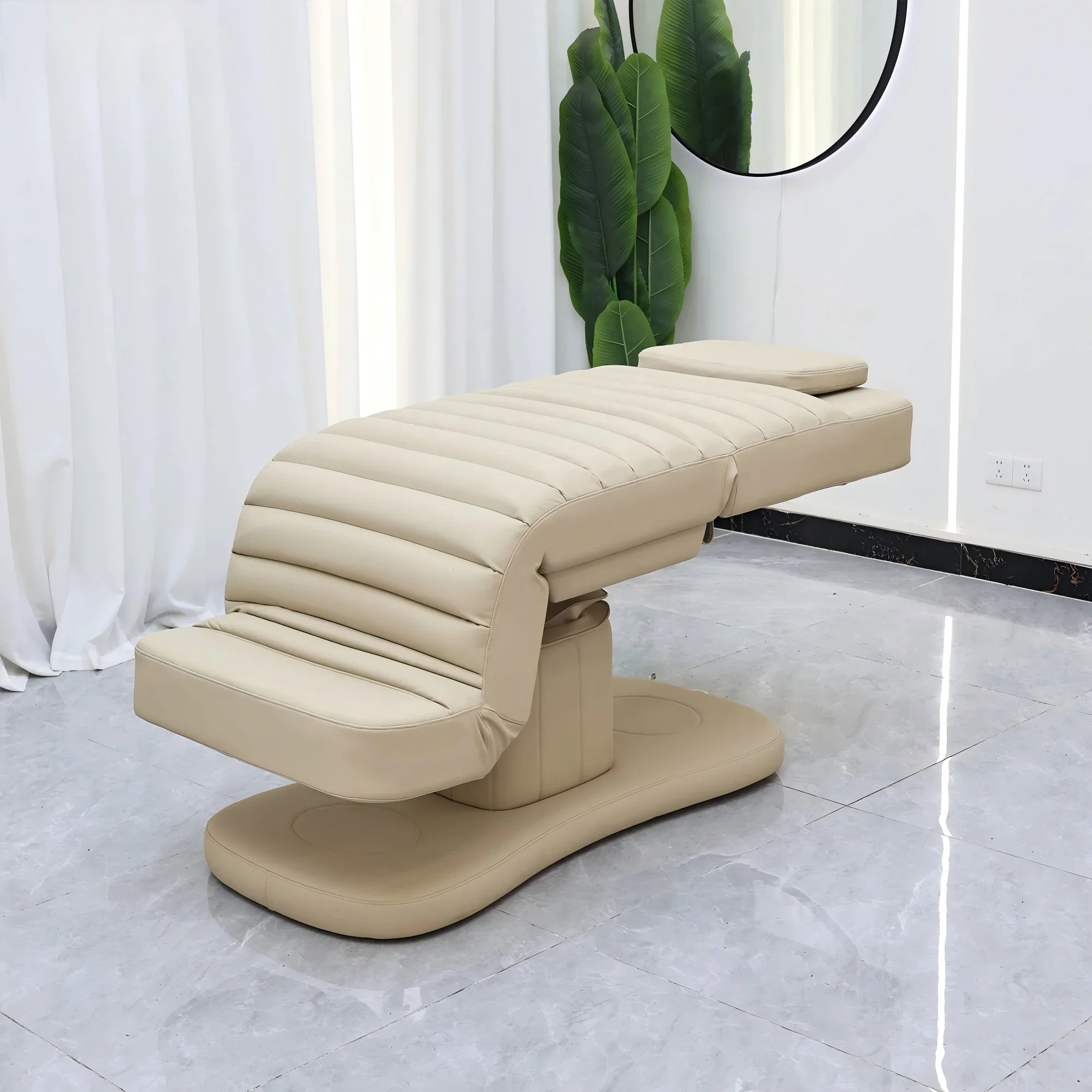 Electric Massage Bed With Adjustable Backrest And Led Lighting Synthetic Leather Spa Table For Facial And Body Treatments