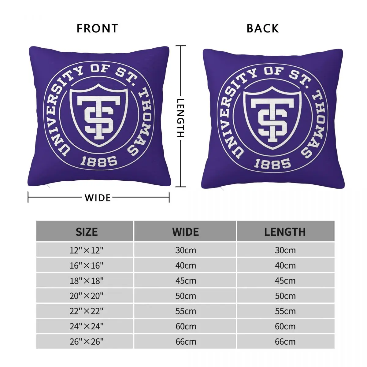 University Of St. Thomas Pillowcase Polyester Linen Velvet Pattern Zip Decor Home Cushion Cover 45x45