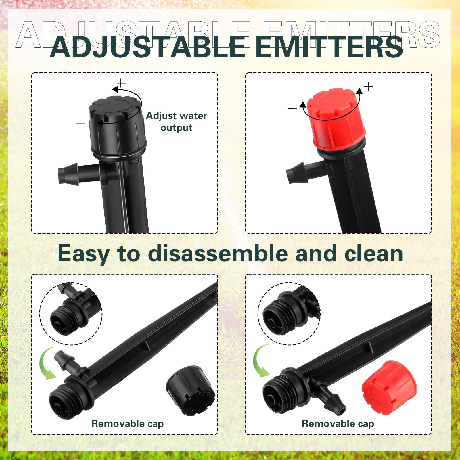 30PCS Garden 13cm Stake Drip Irrigation Sprinkler Emitters for 4/7mm Hose Bonsai Plants Watering 360 Degree Adjustable Dripper