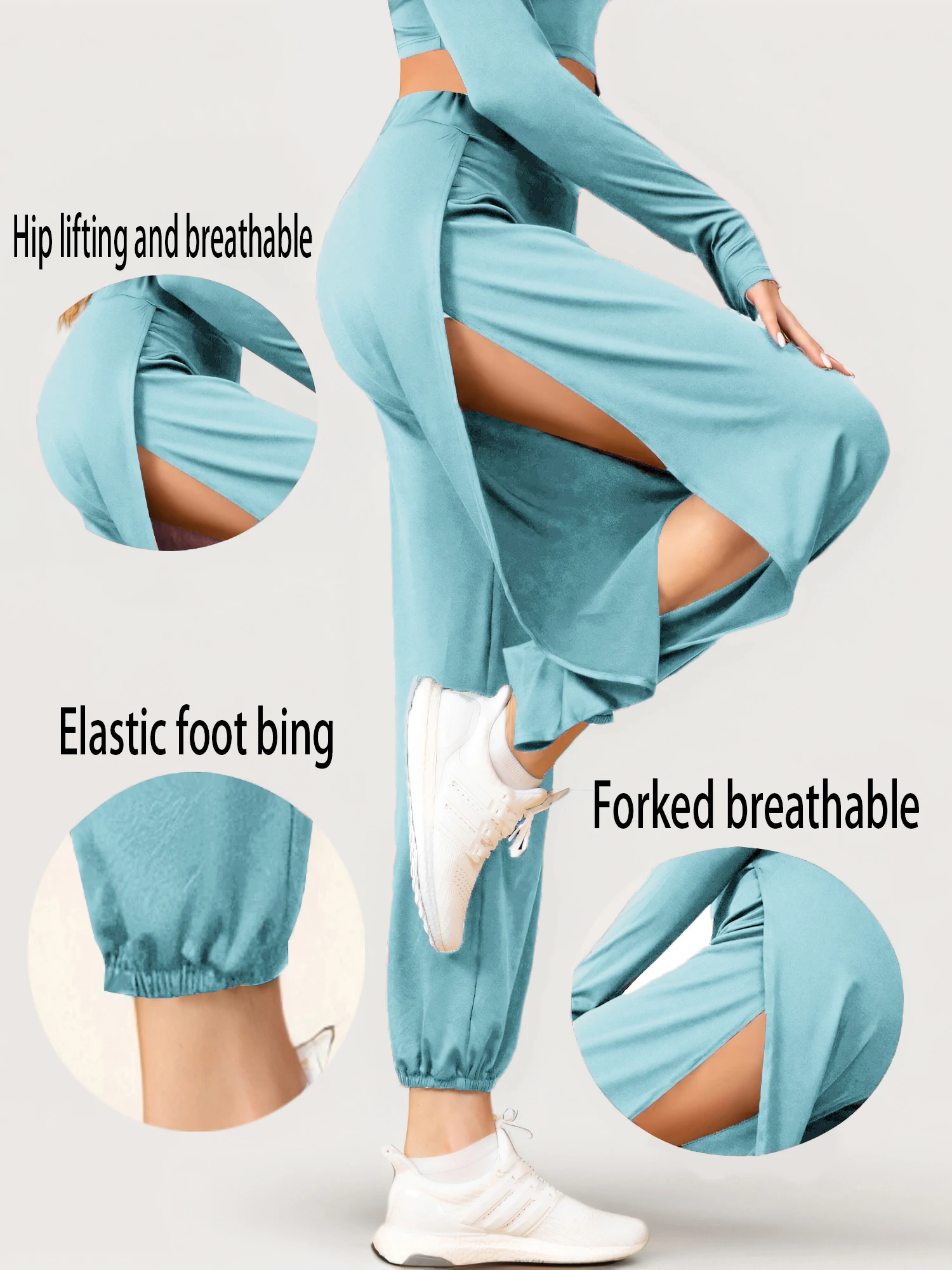 Fashionable Elastic Waist Women's High Split Hippy Casual Harlan Pants Yoga Pan… - Image 6