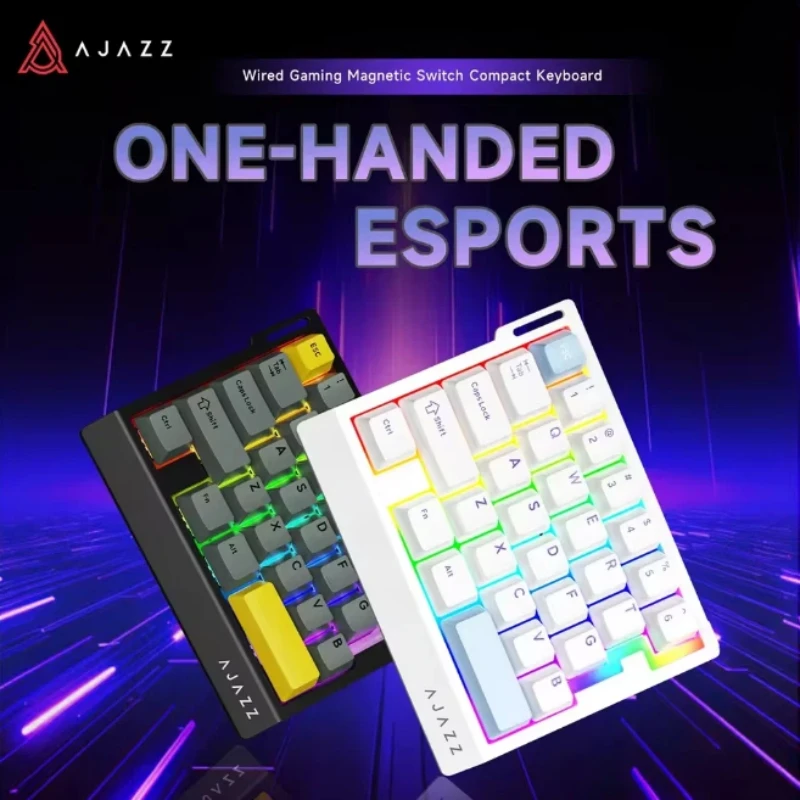 Ajazz Ak029 One Handed Gaming Keyboard 29 Keys Rgb Backlit Hot Swappable Magnetic Switch Customizable Hifi Edition For Pc Gamers
