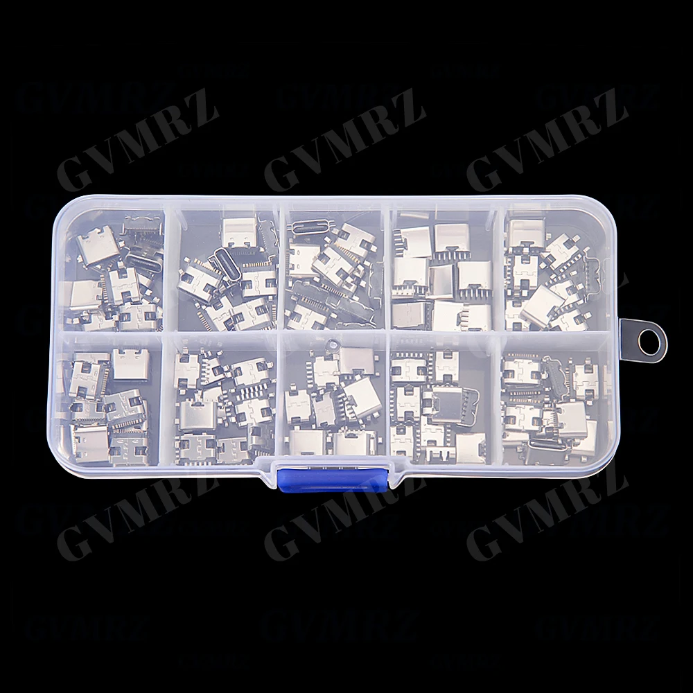 100Pcs Type C USB Charging Jack Welding Connectors USB-C Socket For Mobile Phone PCB DIY Repair Kits USB C