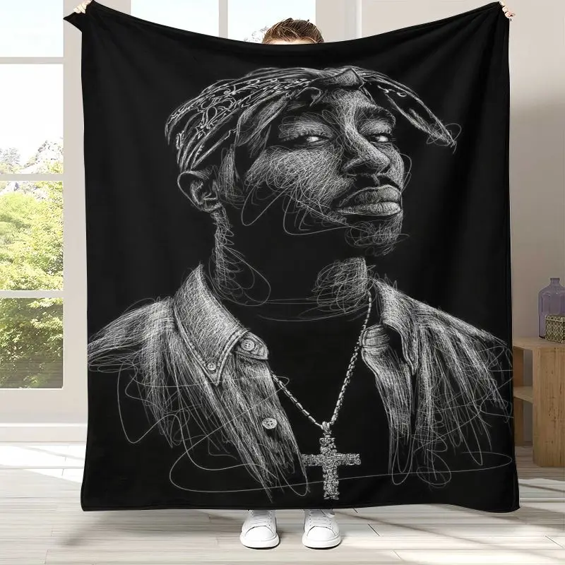 Tupac 2Pac Thug Life West Coast Rap Legend Flannel Blanket,Cozy Warm Throw Blanket for Bed,Sofa,Living Room,Picnic,Camping,Gift
