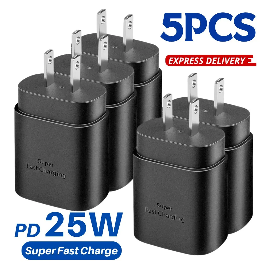 

5PCS 25W Super Fast Type C Charger Block Charging Adapter Head For Samsung Android US