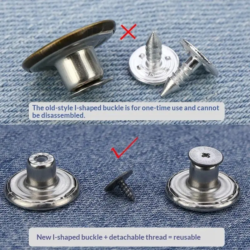 

10/20Pcs Metal Jeans Buttons With Screwdriver 17/20mm Replacement No-Sewing Screw Buttons Repair Kit Removable Jean Buckles