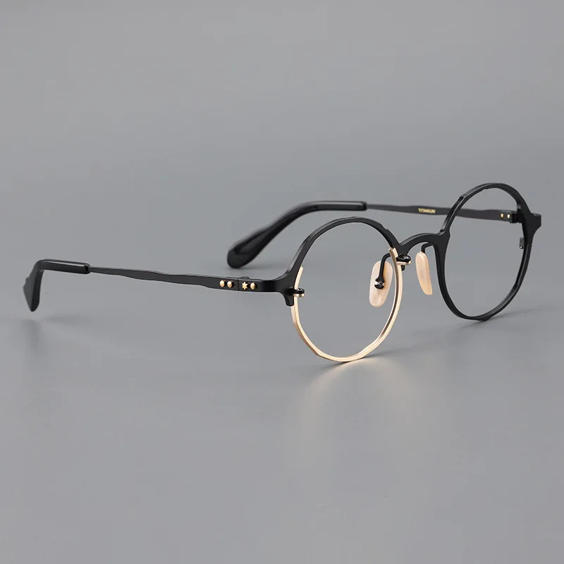 Japanese Style Quality Titanium Oval Round Glasses Frame mm0052 For Men Women Designer Eyeglasses Can customize lenses