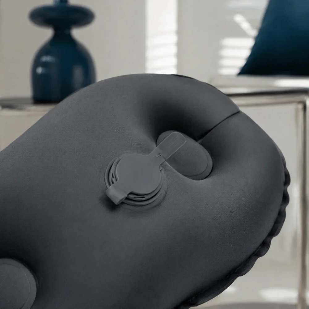 Portable Inflatable Neck Pillow Folding Breathable Inflatable Lumbar Pillow Adjustable Self-Inflation Lumbar Support Cushion