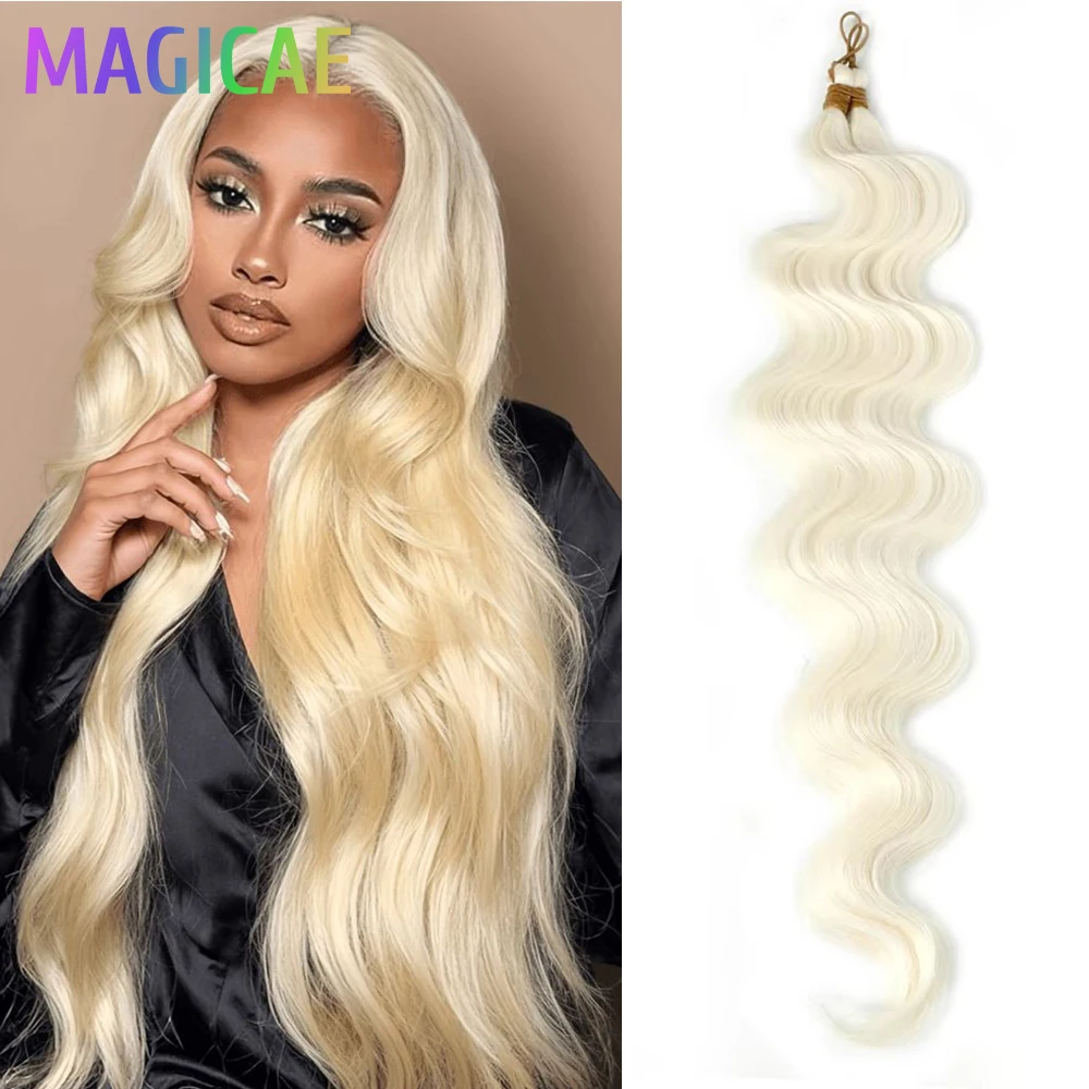 

28Inches Body Wave Twist Crochet Braids High Temperature Synthetic Hair Ombre Blonde 12/16/613 Brown Braiding Hair Extension