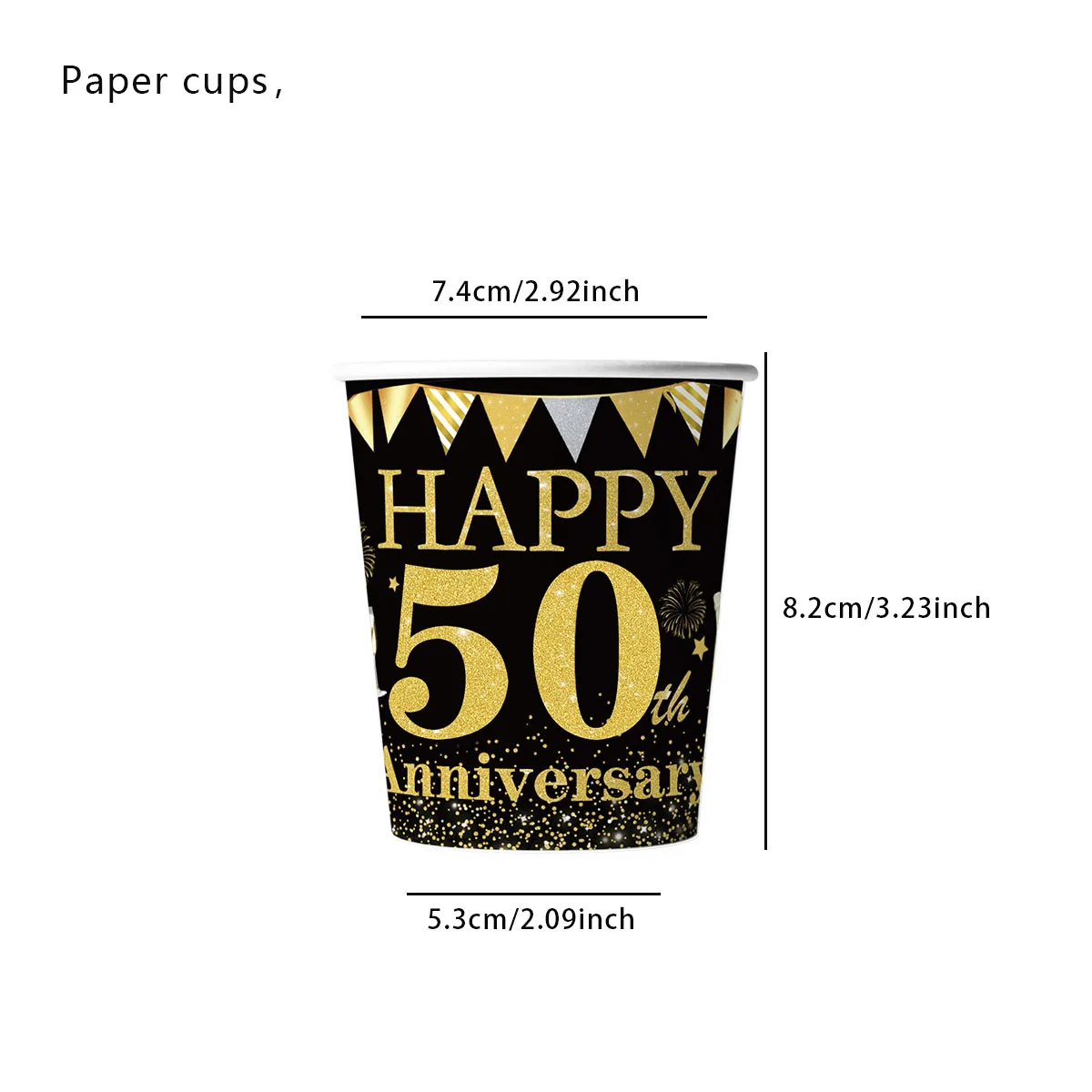 40 50 60. Geburtstag Dekorationen Pappbecher Einweg-Trinkbecher Gold und Schwarz Party Männer Frauen Geburtstag Jubiläumszubehör – Detail 3