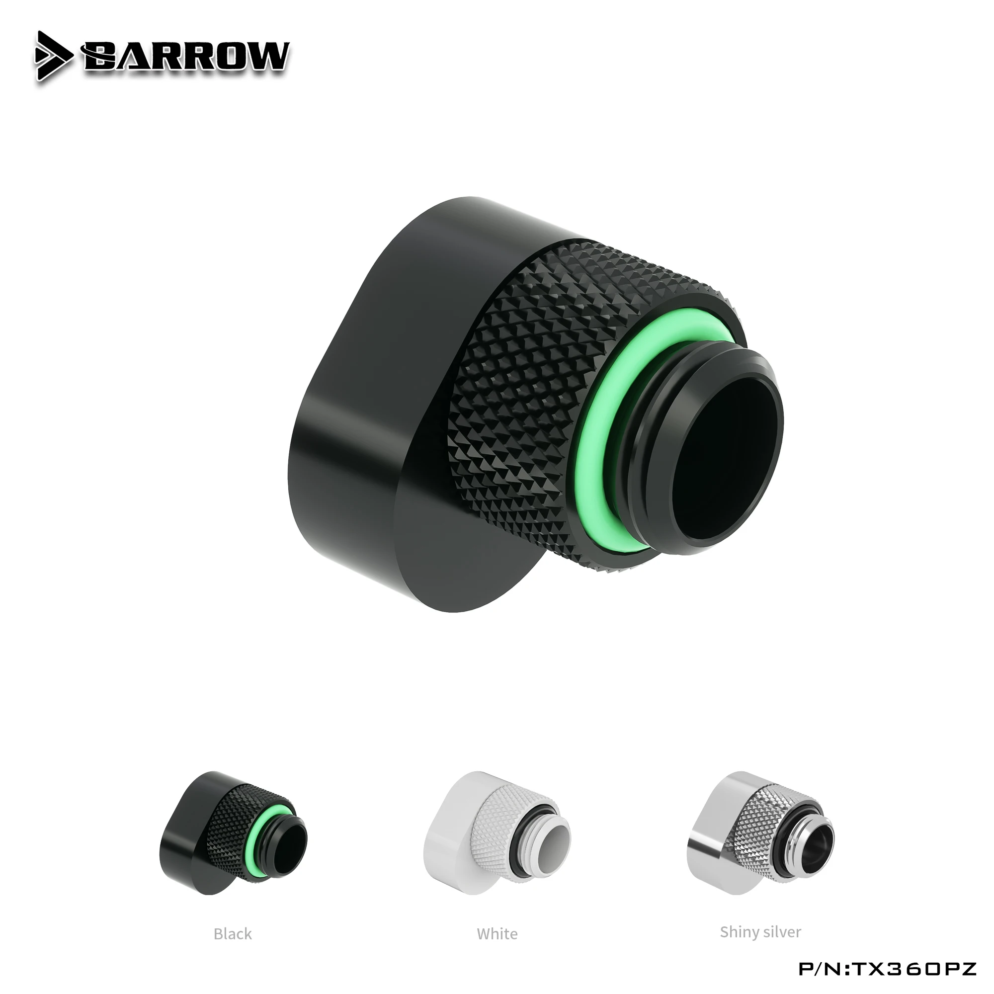 Barrow G1/4' Water Cooling Fitting 360° Rotation Offset Adapter Tube Connector Male to Female Extender Fittings TX360PZ-P