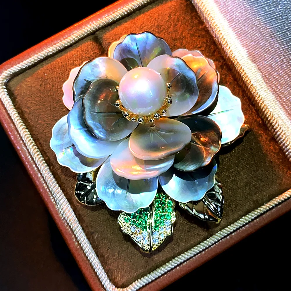 الراقية مطعمة حبة الفاوانيا زهر البرقوق بروش ضوء الأزياء الفاخرة تنوعا معطف ثوب مسائي اكسسوارات الديكور #5