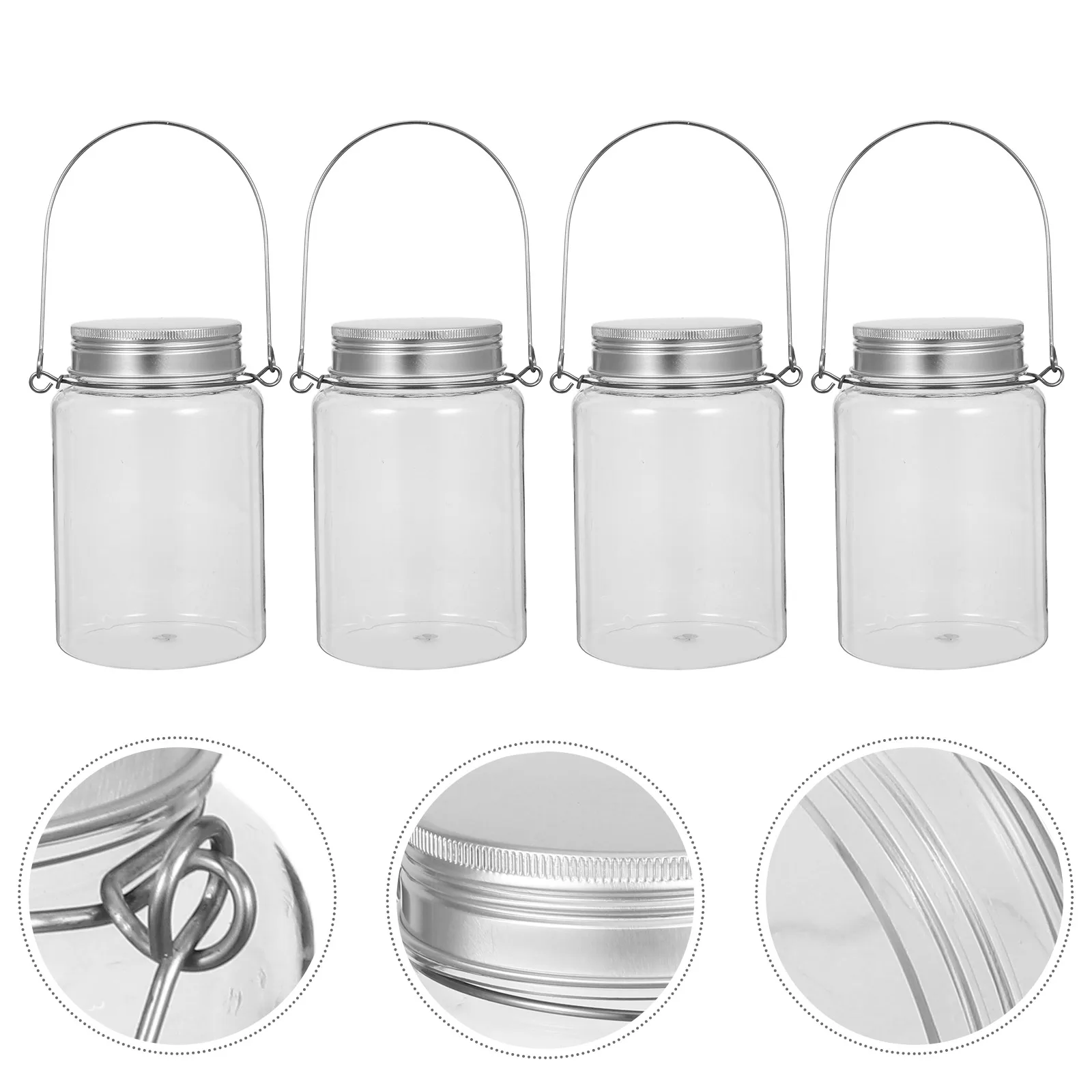 

4pcs Clear Plastic Mason With Lids Diy Transparent Food Storage Containers For Candy Crafts Airtight Snack Holders Portable