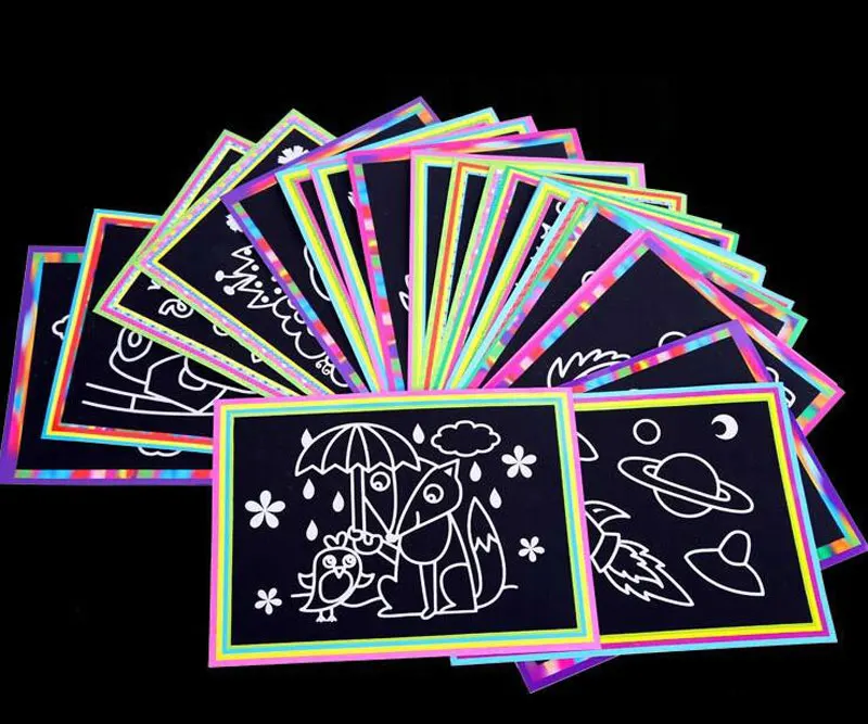 10 pz/1 pz Magic Scratch Art Doodle Pad Sand Painting Cards apprendimento educativo precoce disegno creativo giocattoli per i bambini