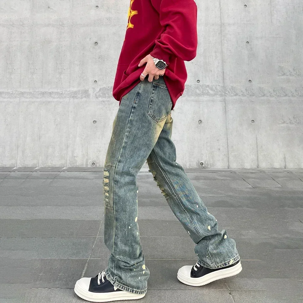 

Skinny Jeans Men Streetwear Autumn Y2k Ripped Denim Pants Vintage Straight-leg Vaqueros Pantalones Hombre Winter Fit Trousers