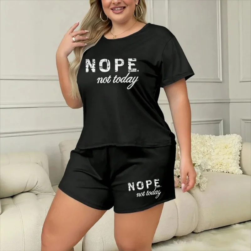 

Summer Large Size Comfortable Two-piece Pajamas Fashion Letter Print Loungewear