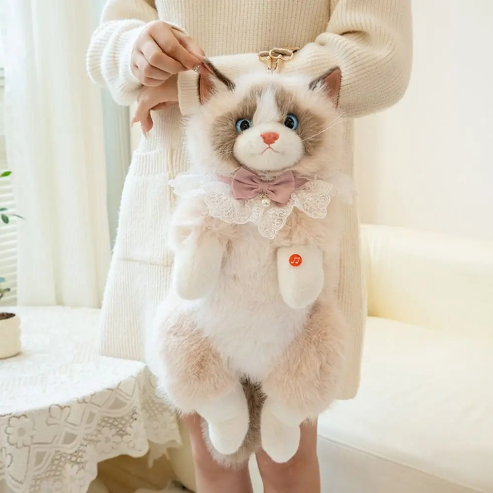 Super Realistic Simulated Puppet Cat Backpack Cute Cartoon Cat School Bags Travel Storage Animals Animals Bag
