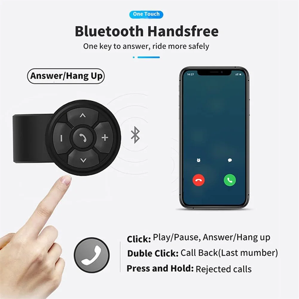 Wireless Bluetooth 5.3 Remote Button Helmet Earphone Motorcycle/Bike Handlebar Media Controller Car Steering Wheel Control