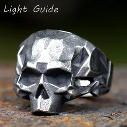 2023 New Creative Design 316L Stainless Steel retro geometry Skull Ring For Men Biker Hip Hop Men's jewelry free shipping