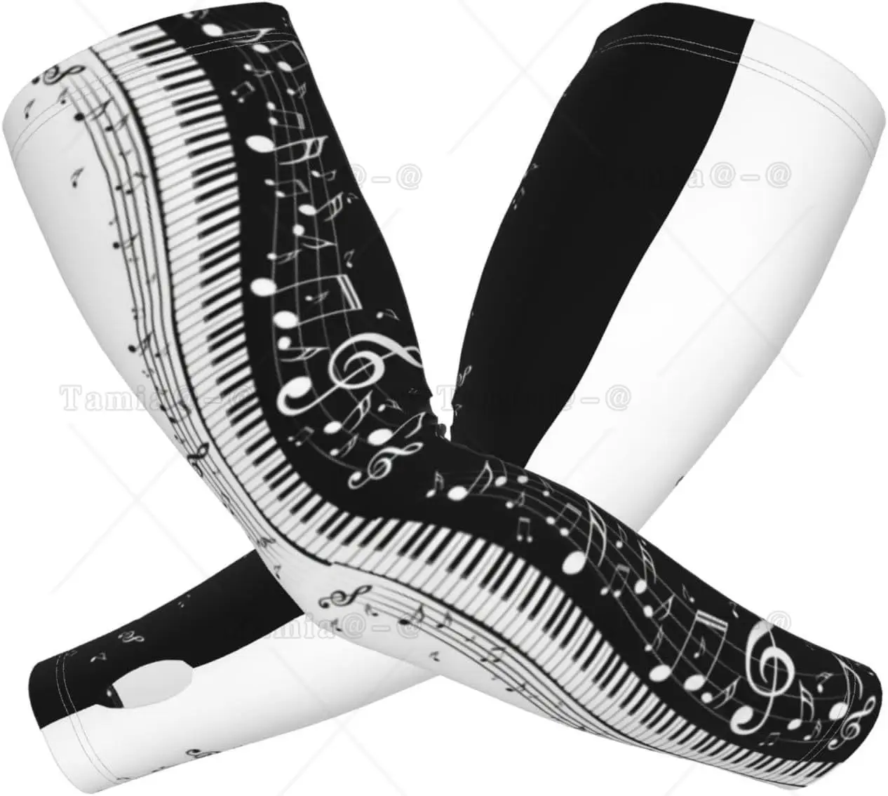 Music Notes Sun Protection Arm Sleeves with Thumb Hole Farmers Gardening Cooling Sports Sleeves for Women Men