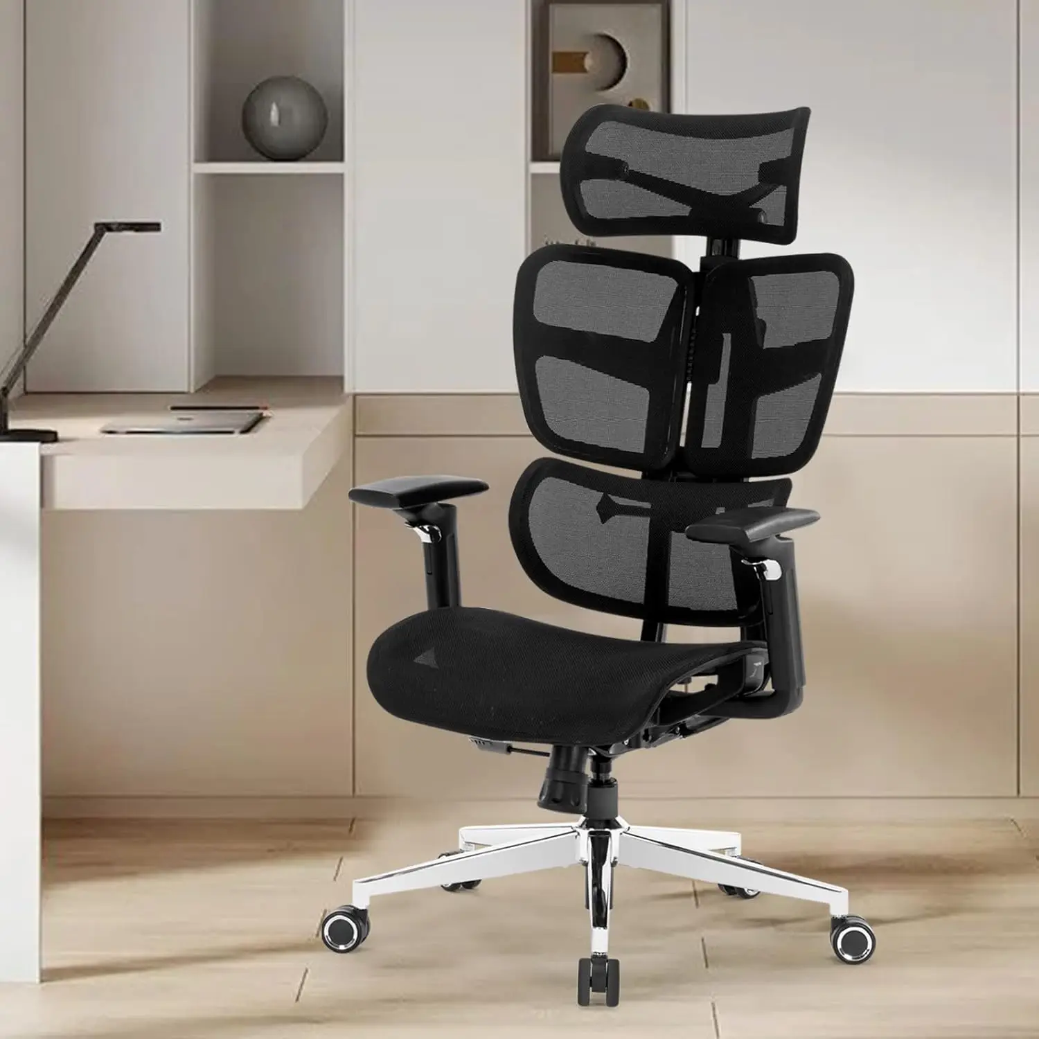 Chair Ergonomic Desk Chair, Big and Tall Mesh Computer Chair with Adjustable Lumbar Support, Tilt Function and Headrest Home