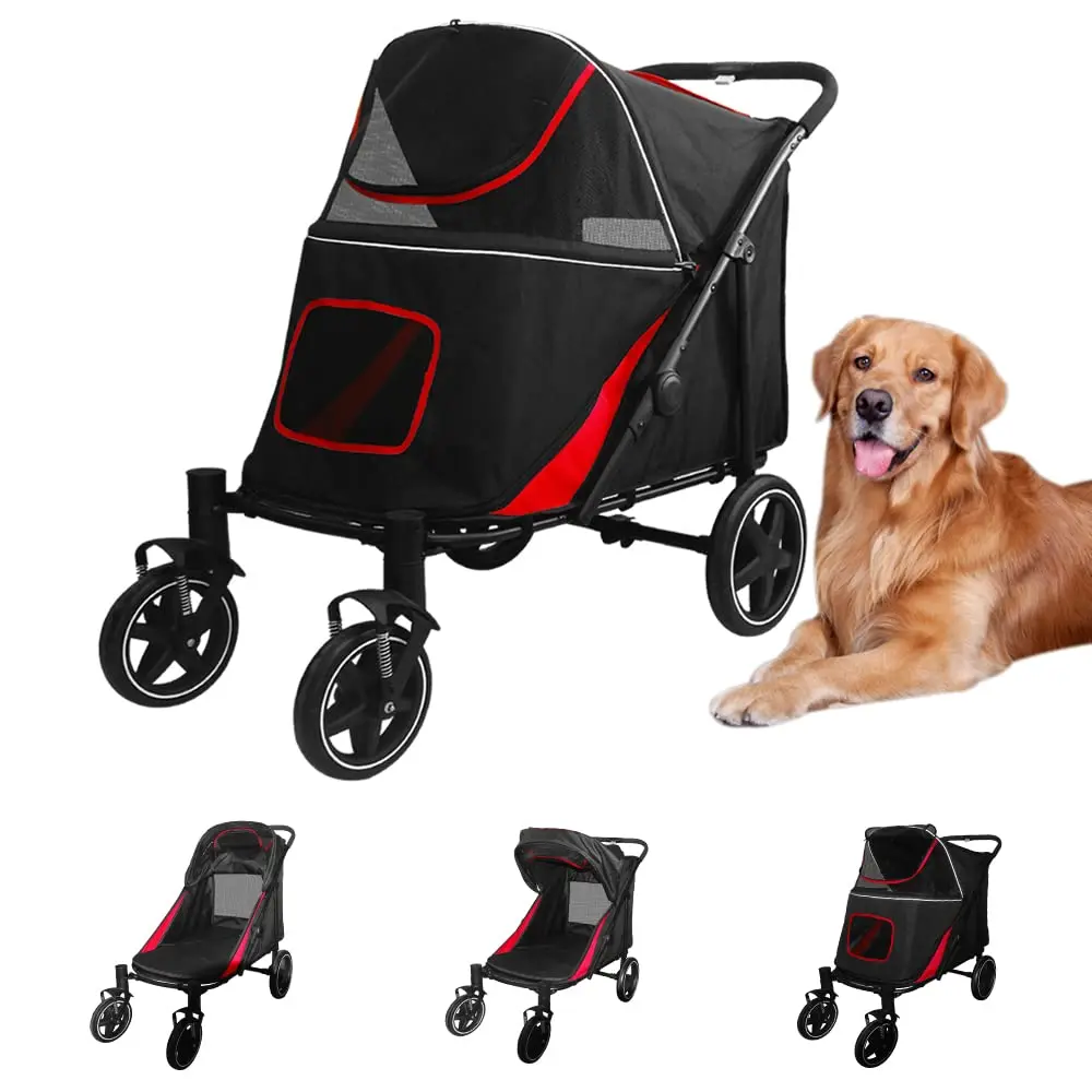 

Large Space Pet Strollers Outdoor Dog Strollers Household Foldable Dog Cart Travel Trolley Walking Separable Pet Carrying Cart