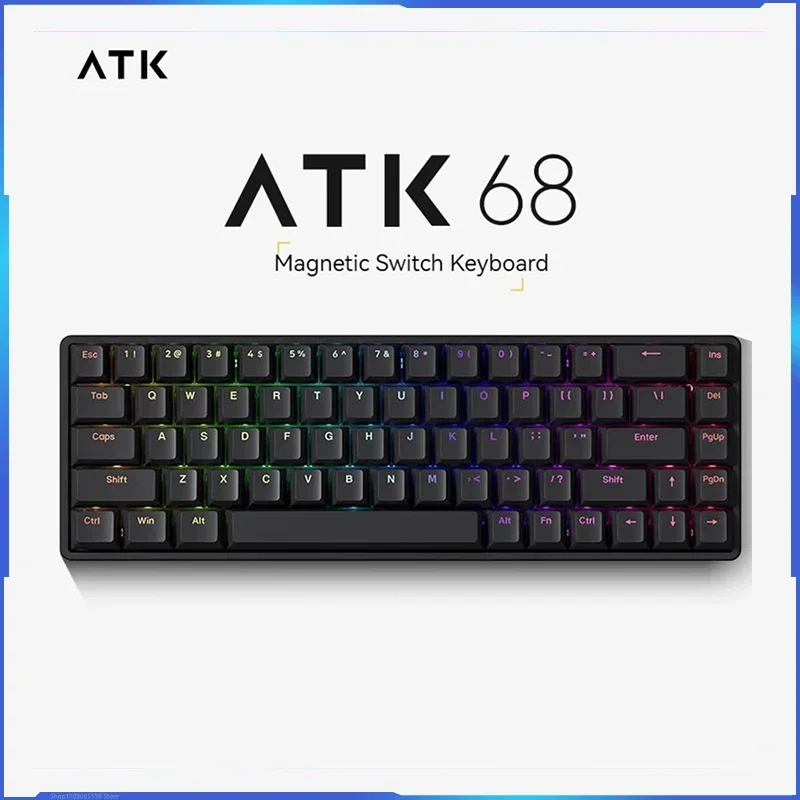 

Игровая механическая клавиатура ATK68 E-sports, Красный магнитный переключатель типа C ATK, интеллектуальные скоростные клавиатуры PBT RGB FR4 NKRO Win/Mac Gamer