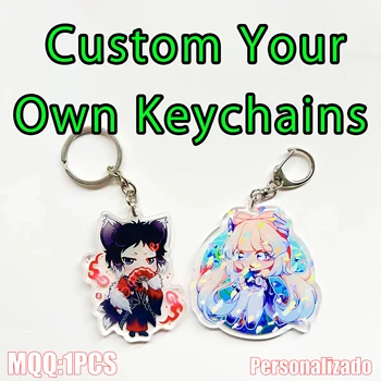 Custom Logo Acrylic Keychain Cat Dog ID Charm Print Holographic Personal Photo Pet…
