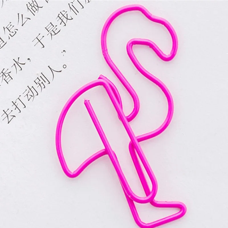 5 Stks/partij Kawaii Cartoon Roze Flamingo Metalen Bladwijzer Mini Paperclip Boek Markers School Kantoorbenodigdheden