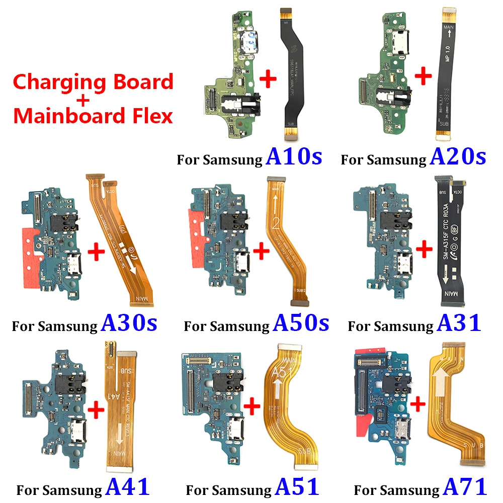 10 Pcs USB Charging Port Connector Board Flex Cable For Samsung A10S A20S A30S A31 A41 A51 A71 MotherBoard Flex Cable