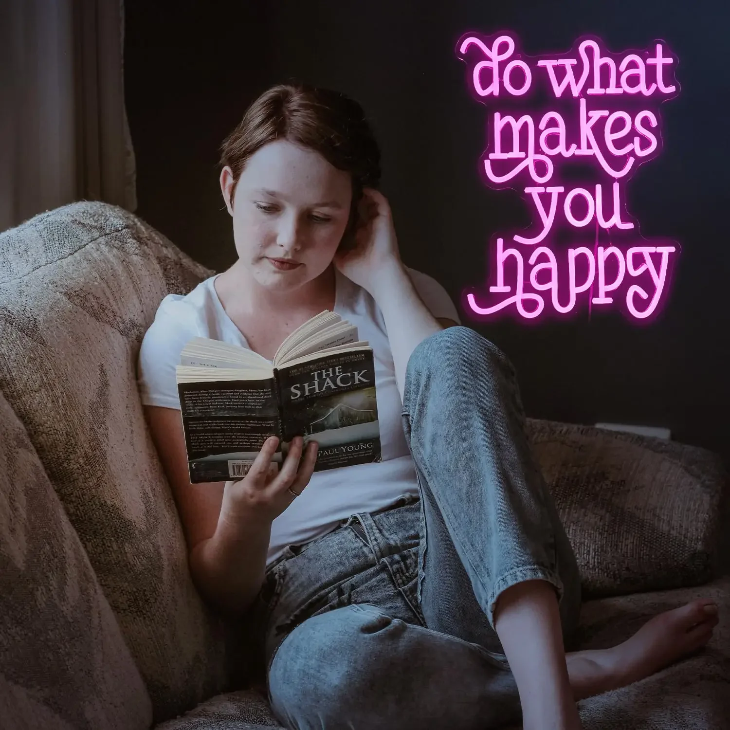 

Do What Makes You Happy Neon Sign Led Neon Light for Wall Decor Dimmable Neon Light Up Sign for Bedroom Home Wedding Decor Gifts