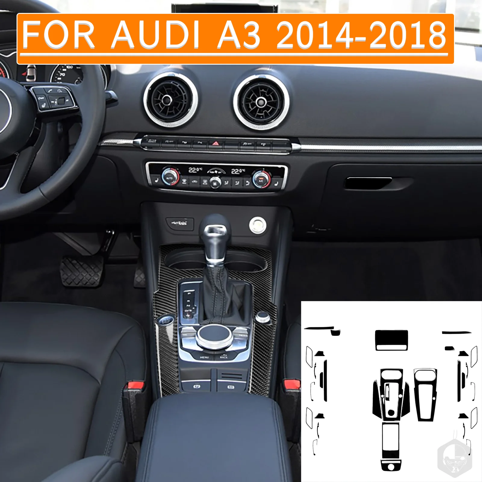 For Audi A3 S3 RS3 8V 2014 2015 2016 2017 2018 2019 Car Accessories Interior Gear Shift Lifting Panel Sticker Black Plastic