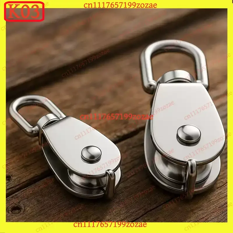 LK k3 304 Stainless Steel Single Pulley Block, Swivel U-Shaped Wire Rope Lifting Tackle Hardware