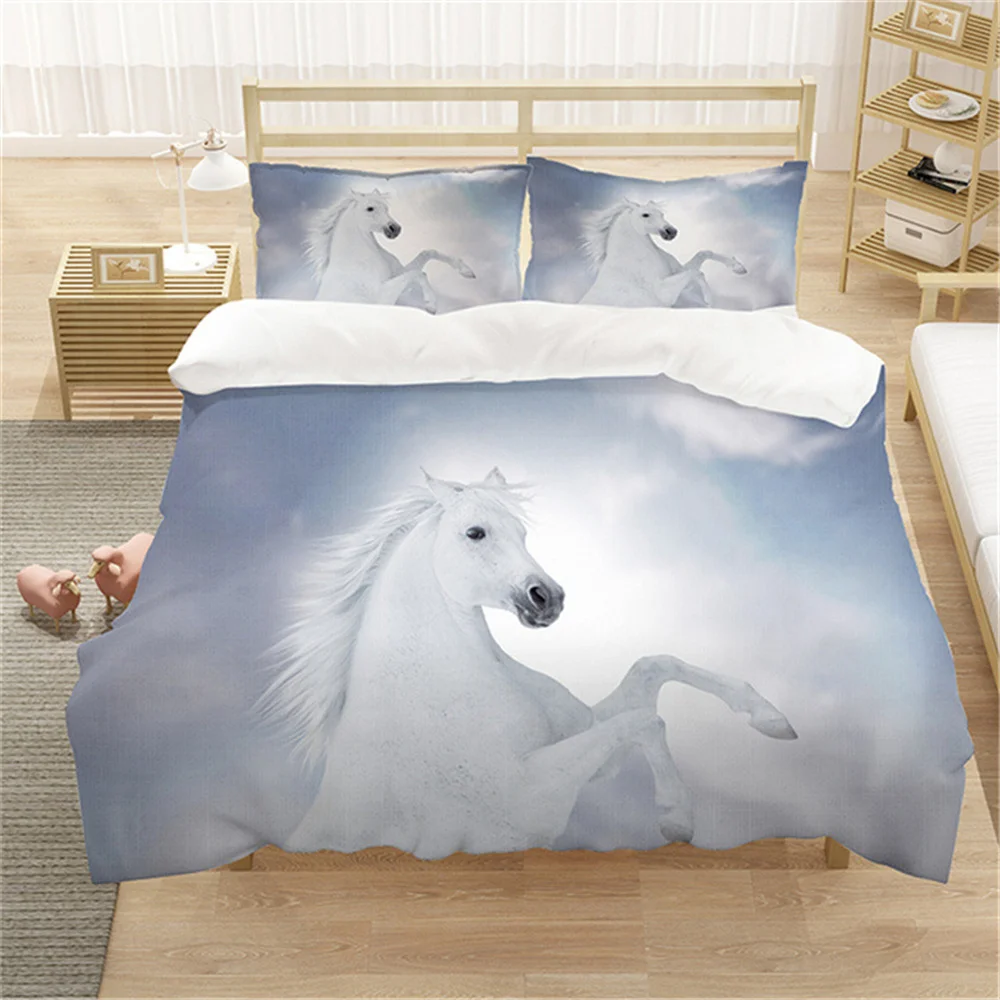 White Horse Bedding Set Queen Bedding Duvet Cover Set Bedding Set Bed Cover Queen Bedroom Bed Cover Set Bed Set Bedding