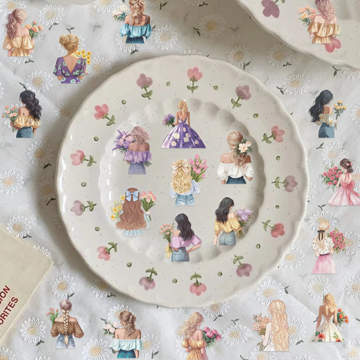 50 個フラワーガール透明漫画ステッカー落書きスクラップブッキング電話スケートボード防水クールデカールパック