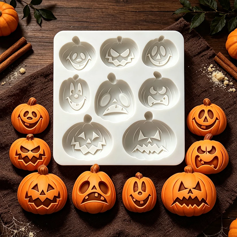 Halloween Jack‑O‑Lantern Pumpkin Silicone Mold for Sugarcraft Resin Cupcake Baking Mould Fondant Cake Decorating Tools