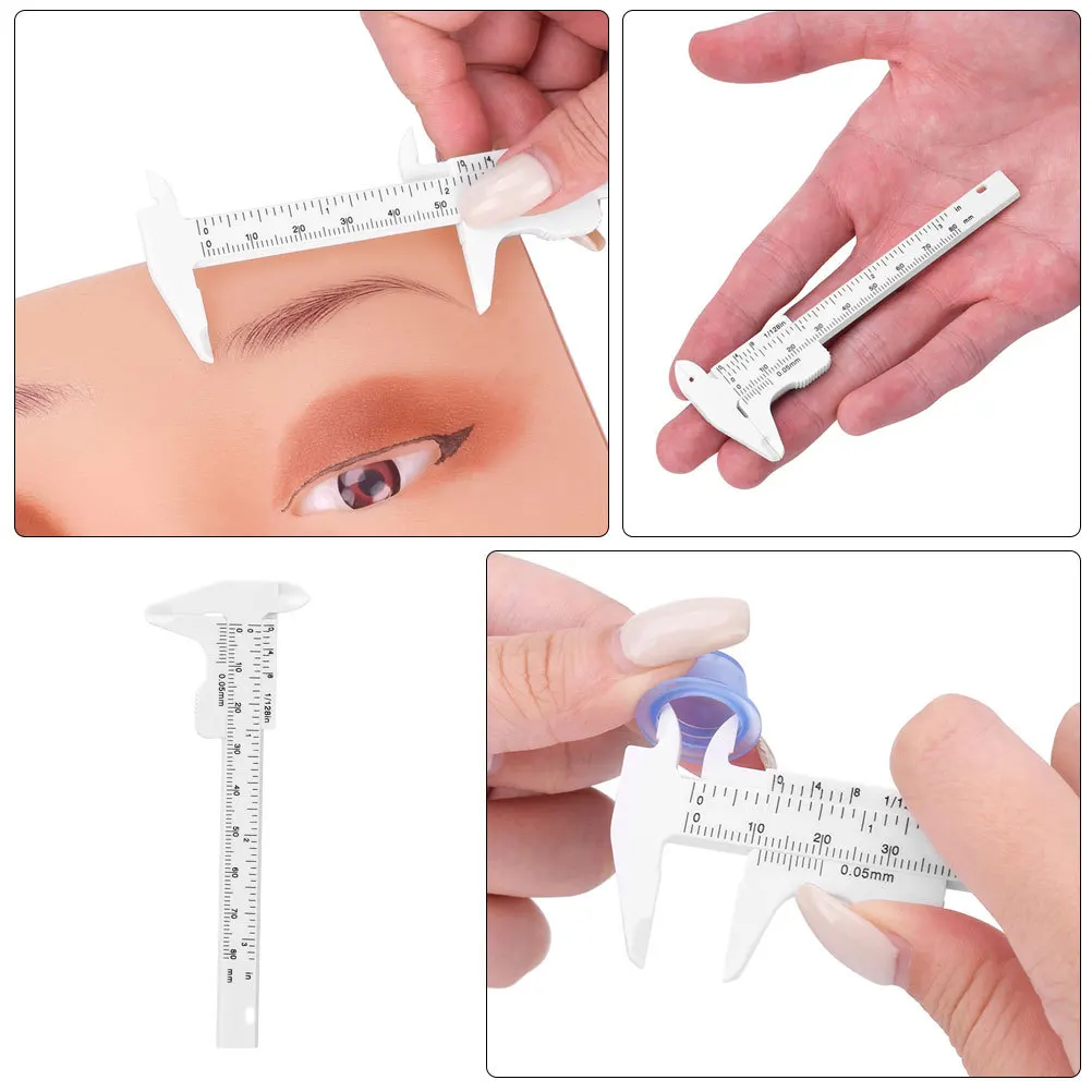 10Pcs Eyebrow Measuring Ruler Plastic Calipers Lightweight Durable Sliding Makeup Tool for Accurate Brow Mapping Facial
