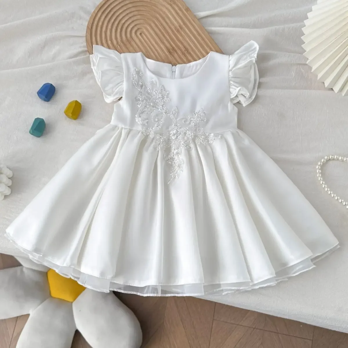 

Baby Girl's Birthday Princess Dress Summer 2026 New Style Satin High End Children's White Dance Dress