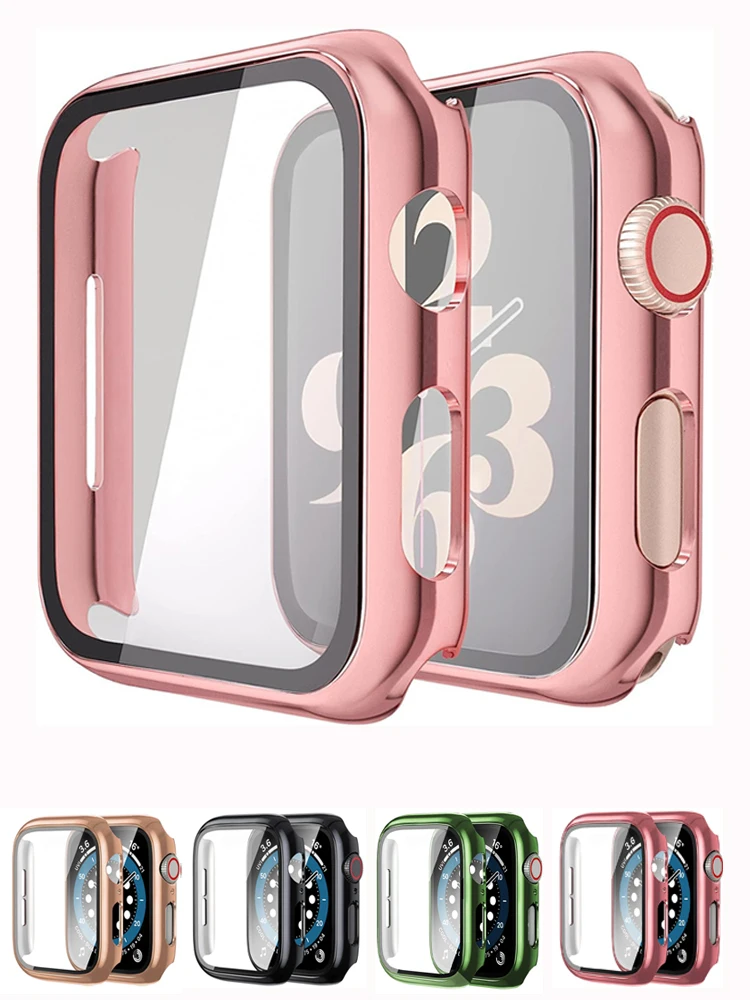 Glass+cover For Apple Watch Case series 9-8 7 6 5 4 3 se 44mm 40-42-38-41mm 45mm Bumper Screen Protector apple watch Accessories