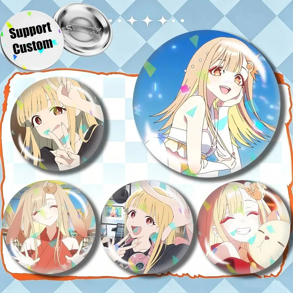 Lunar Cosmic Princess Manga Kaguya Customizable Round Brooch Pins Personalized Badges With Broken Glass Design Fashion Accessory