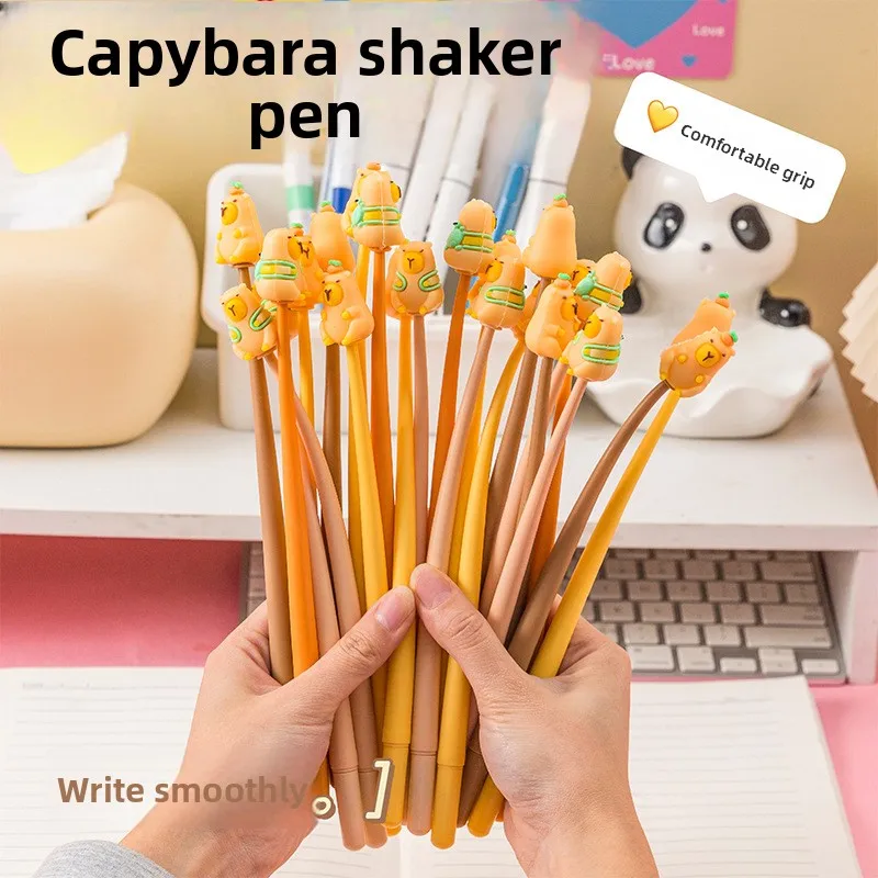 

Cartoon Capybara Rubber Shake Music Gel Pens Set Decompression Shake Pens Student Prize Gift Creative Stationery