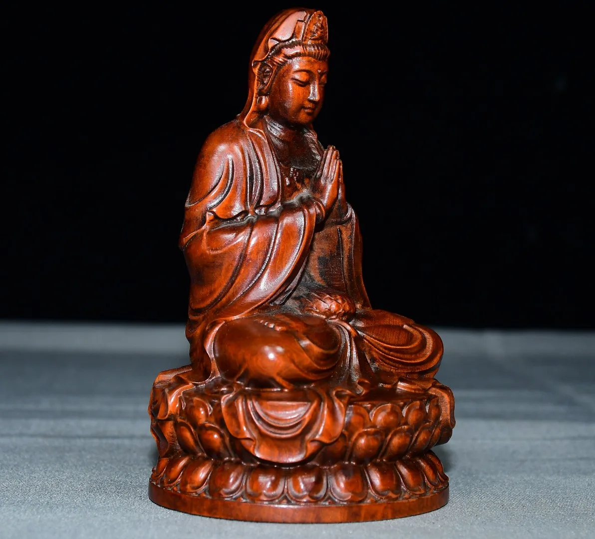 Folk Collection Old Boxwood Amitabha Buddha Guanyin Bodhisattva Sitting Buddha Lotus Buddha Terrace Town house