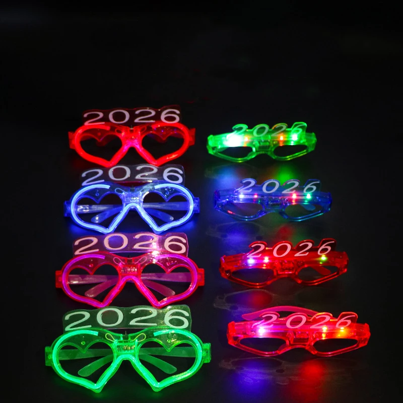 2026 Love Glasses Luminous Light Glasses Party Flashing New Year Digital Colored Light Glasses Glow Concert Photo Props Supplies