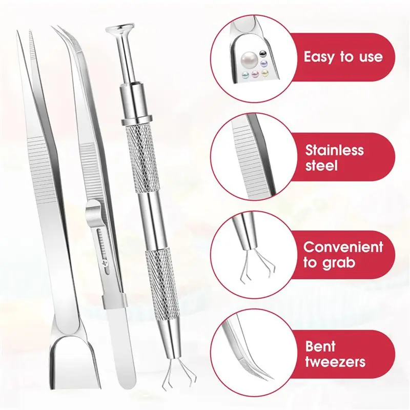 VEHO-8Pcs Sprinkles Tools For Cake Decorating, 4 Claw Sprinkle Pen Pearl Grabber Cake Decorating Tools Set Stainless Steel