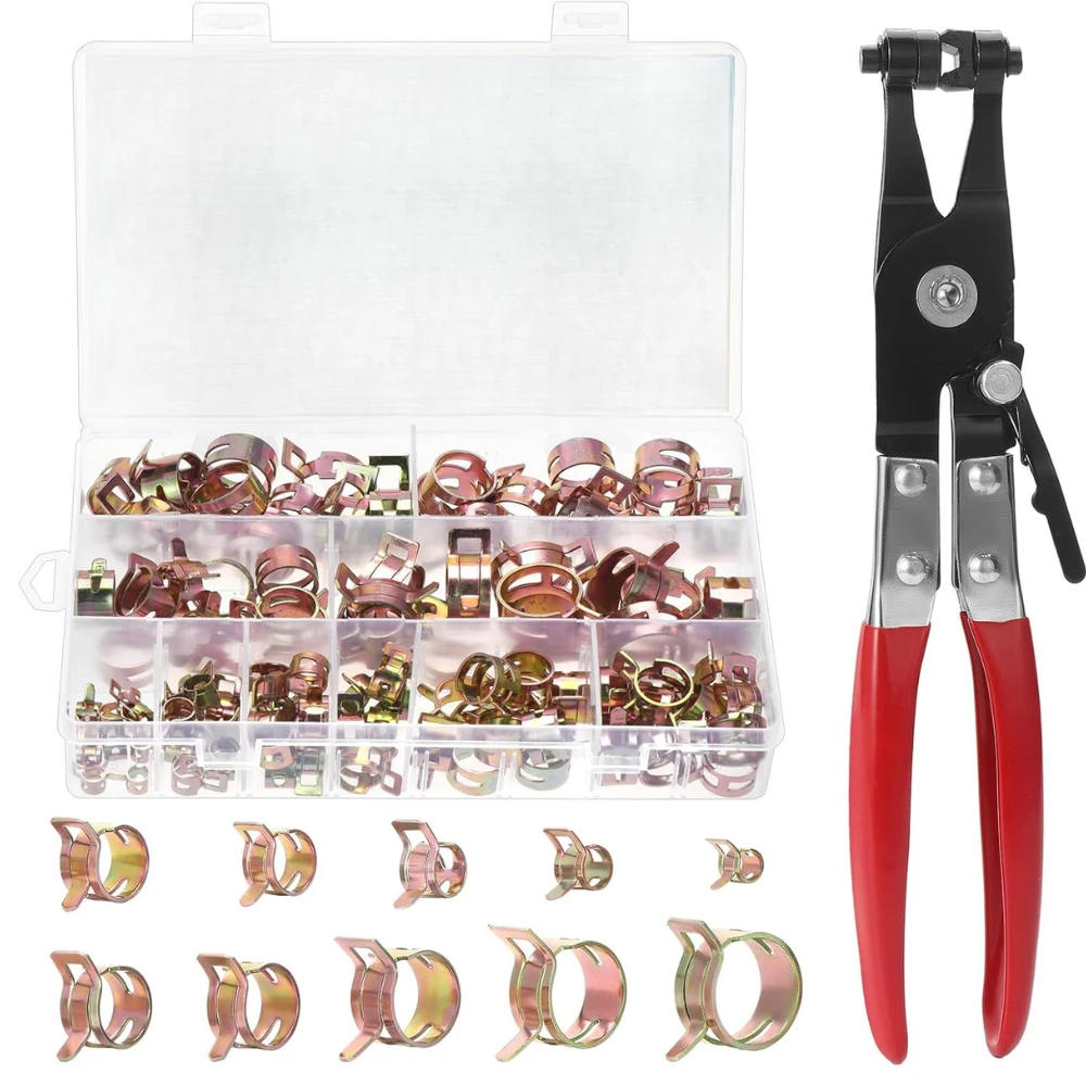100Pcs  Spring Clip 6-17mm Zinc Plated  Fuel Line Hose Water Pipe Air Tube Clamps Fastener Kit